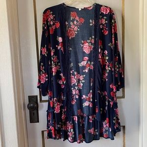 Floral Print Boho Style Kimono Jacket NWOT